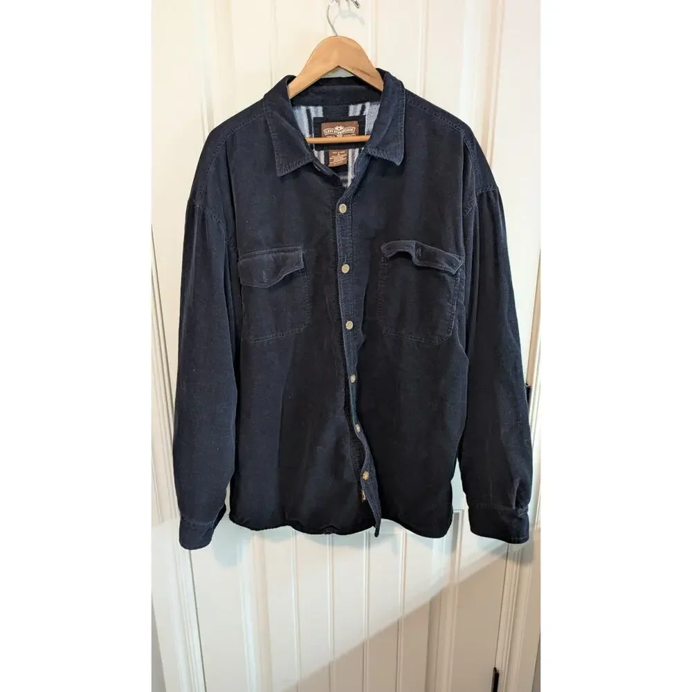 Levi Shacket Men XL Blue Corduroy Flannel Plaid Hunting Outdoors Grunge Y2K